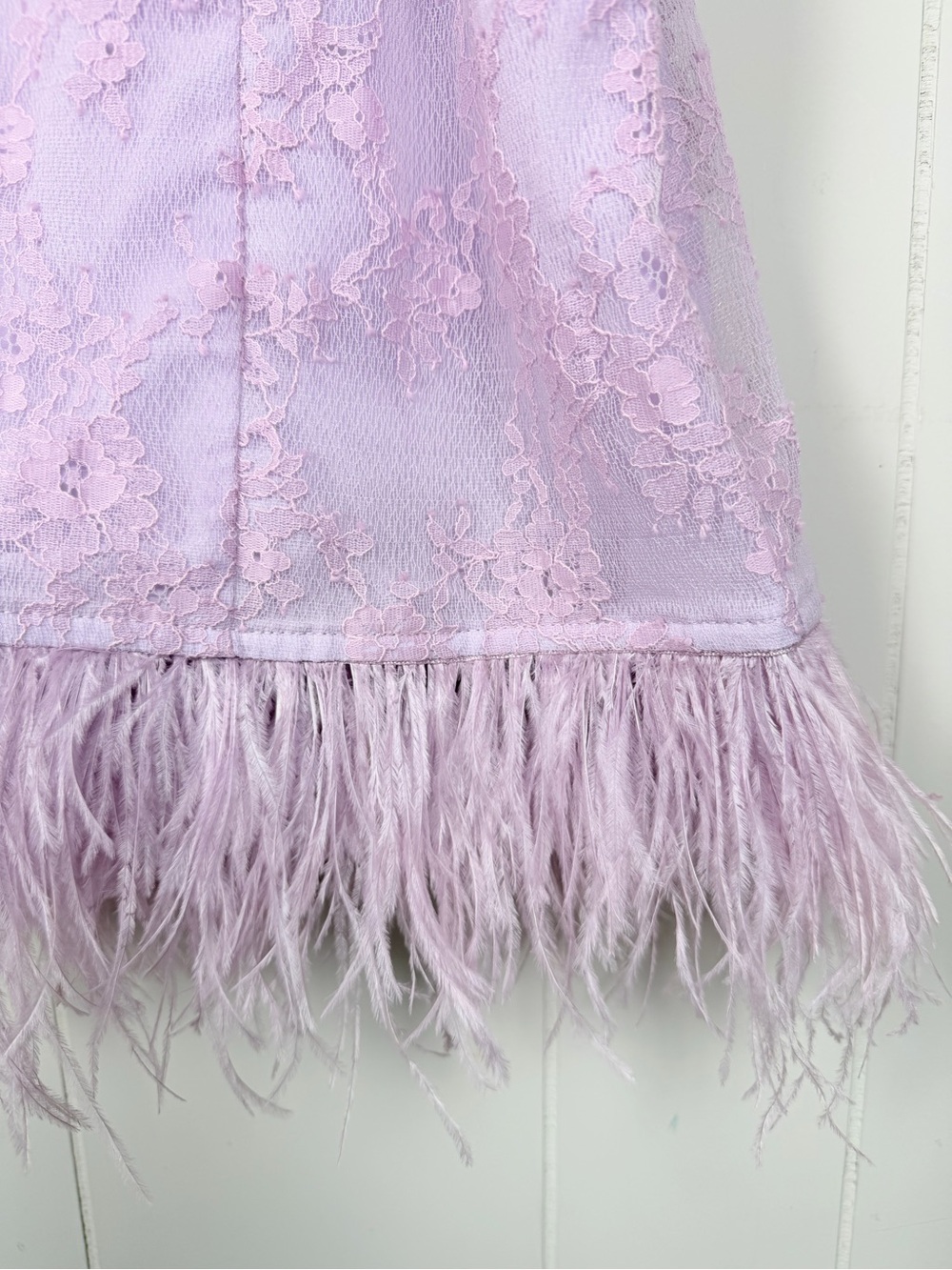 Lovers + Friends NWT Lilac Lace Feather-Trim Slip Dress Size XL - Picture 7 of 16